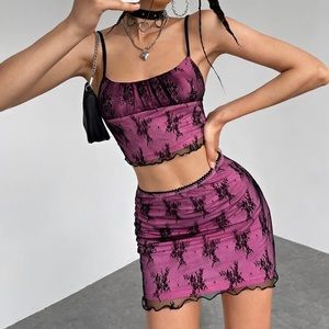 Y2K Streetwear Lacey Mini Skirt Set